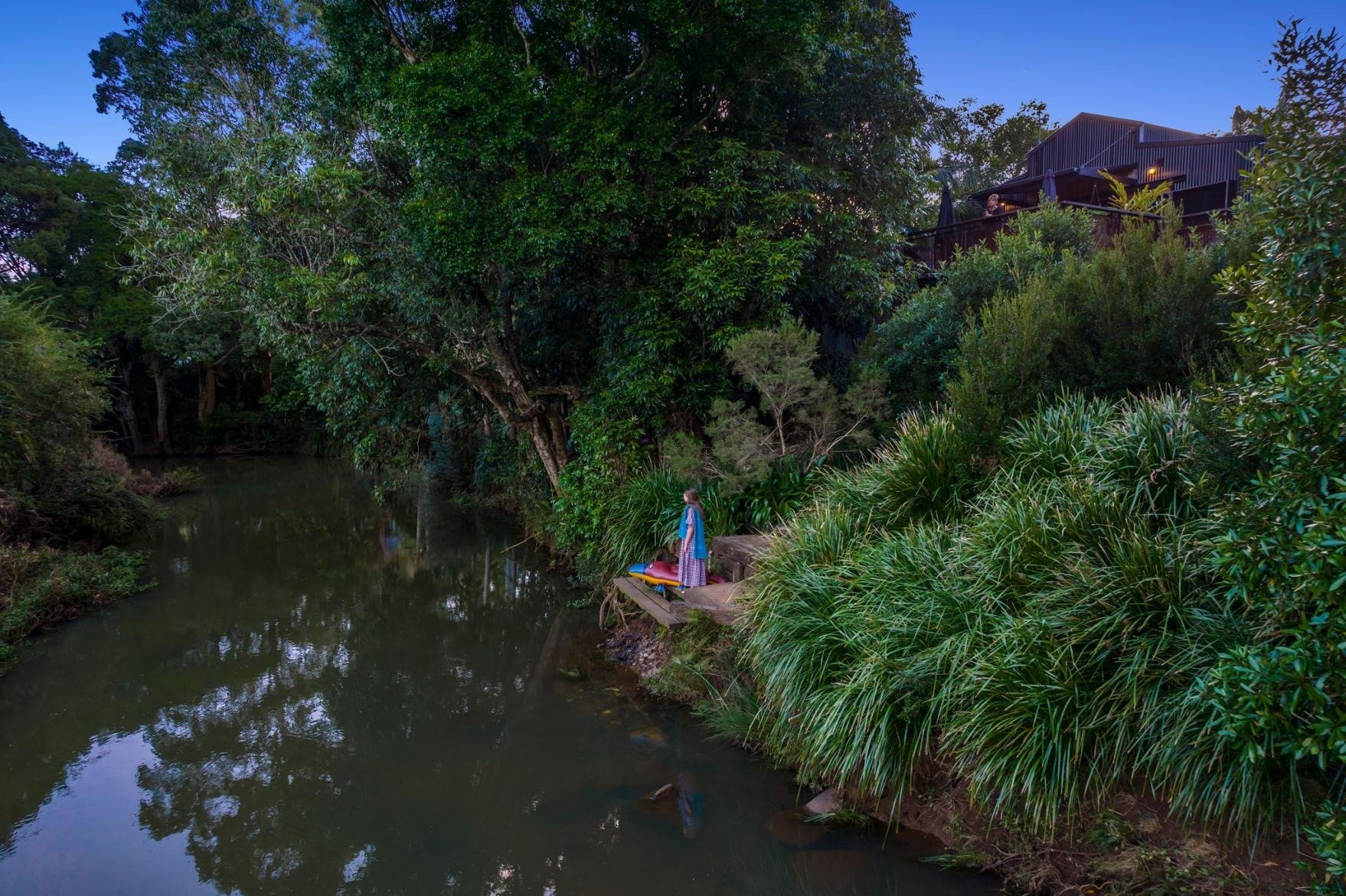 Byron Creek running through the garden at dusk